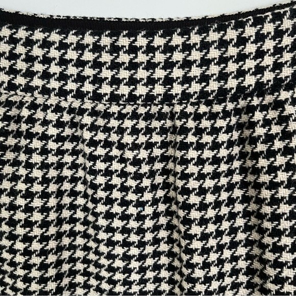 J. Crew Factory Black and White Wool Houndstooth, Faux Leather Mini Skirt, Sz 0 - Picture 2 of 9